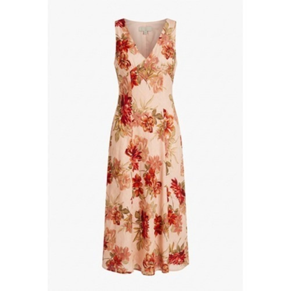 Paper Heart‎ Dress Women L Pink Floral Linen Blend Maxi Sundress Beachy Boho